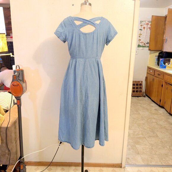 Vintage 1990's Forenza Denim Full skirt Button Front dress size 8 - Picture 3 of 6